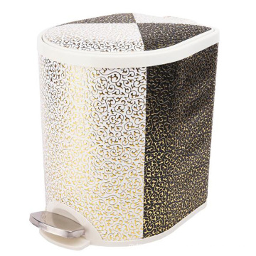 Leather Covered Plastic Foot Pedal Trash Bin
